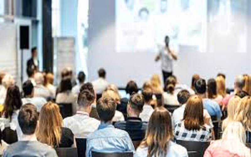 Audio visual equipment setup for corporate seminars