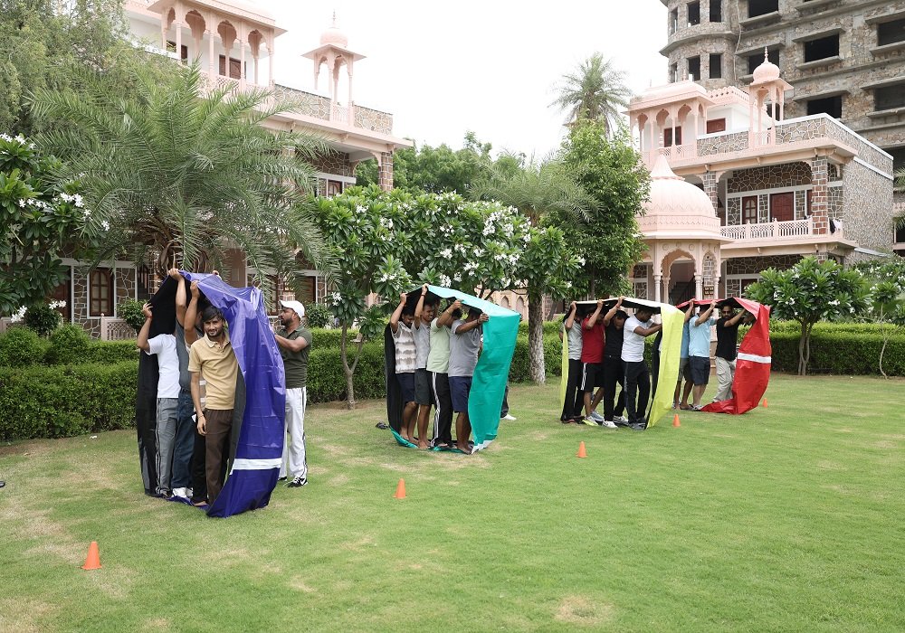 Team building activity in an outdoor setting